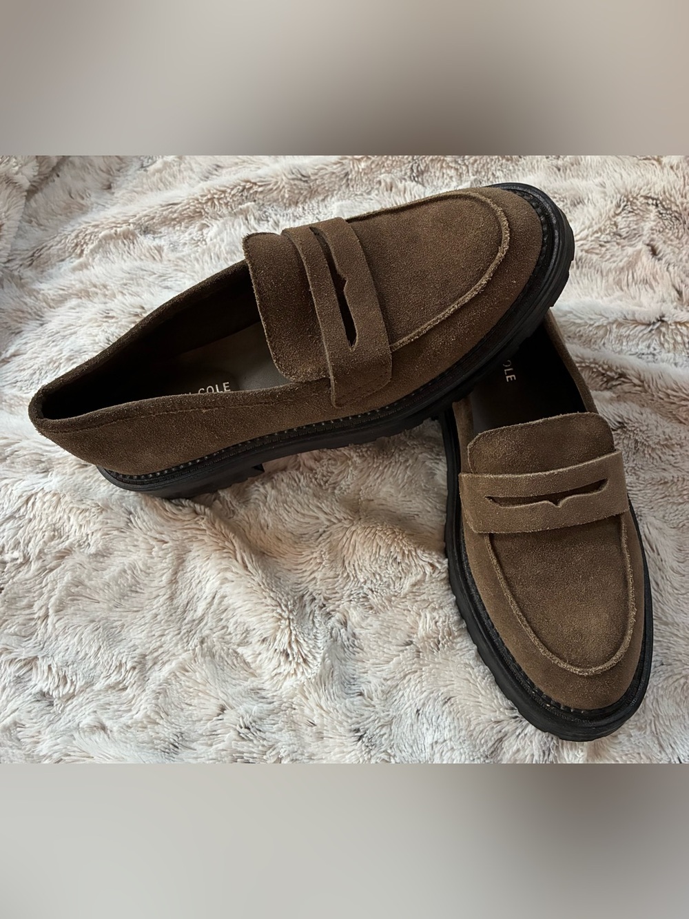 Kenneth Cole Women's New York Fatima Lug Sole Loafers - Caramel Suede - 7